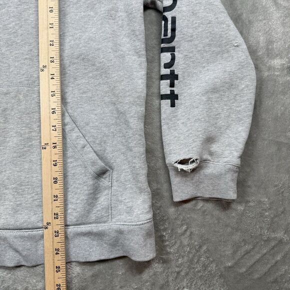 Carhartt Hoodie Youth XL Gray Kangaroo Pocket Logo Pullover - Picture 7 of 8